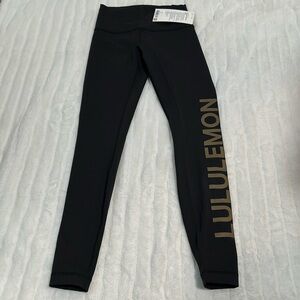 lululemon athletica Black Leggings with Gold Logo